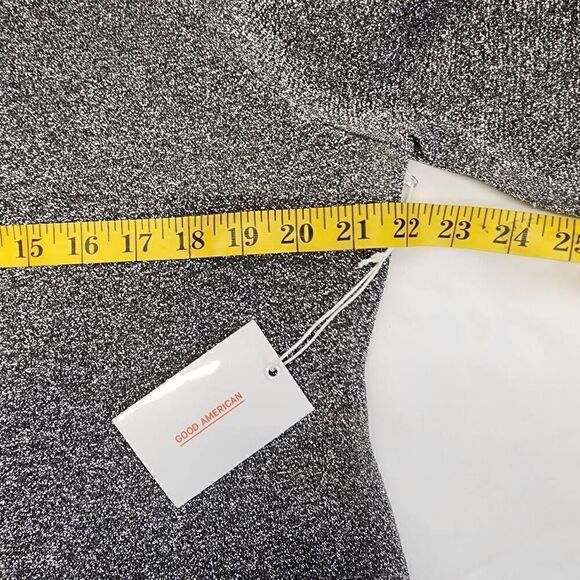 GOOD AMERICAN Bell-Sleeve Silver Metallic Sparkle Mini Dress Size 6 NWT F21 - Picture 8 of 12